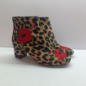 Kate Spade New York Langton‎ Leopard Cow Hide Flower Embroidered Booties Size 6M